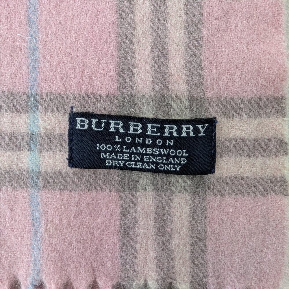 Burberry Lambswool Check Scarf Pink Unisex | Soft Luxury Wear | Quick Ship - Picture 2 of 6